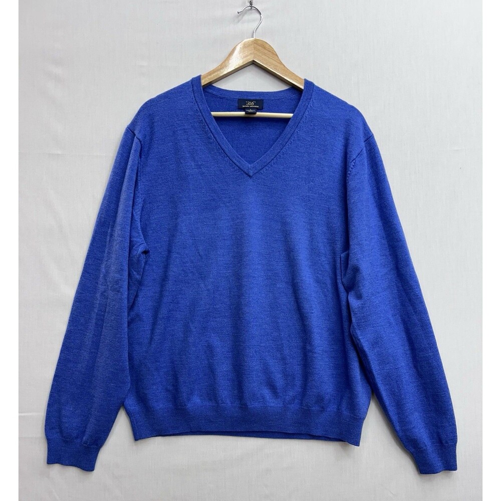 Brooks Brothers 346 Merino Wool Sweater Blue V Neck Preppy Golf Men’s L